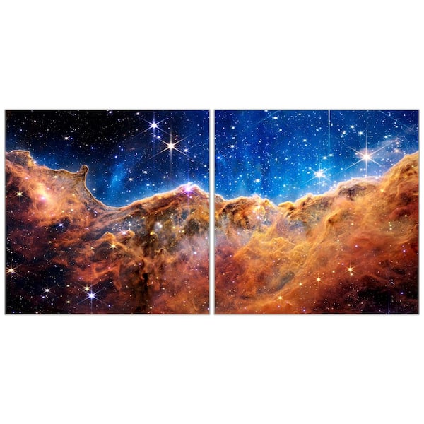 Empire Art Direct Mountains of the Carina Nebula I and II Free Floating Reverse Unframed Printed Tempered Glass Wall Art 38 in. x 38 in.