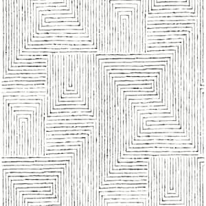 Merritt Black Geometric Black Paper Strippable Roll (Covers 56.4 sq. ft.)