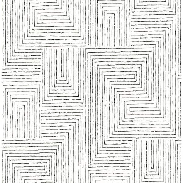 SCOTT LIVING Merritt Black Geometric Black Wallpaper Sample
