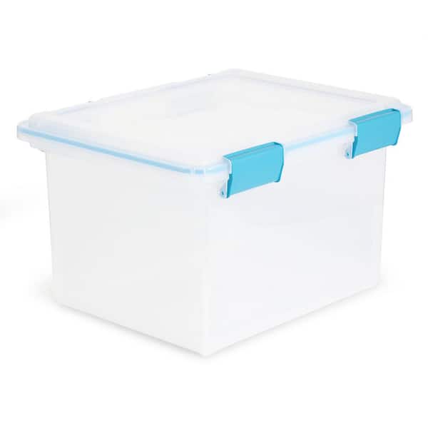 Sterilite Large 32 Qt Storage Container Tote with Latching Lids, (4 Pack) 