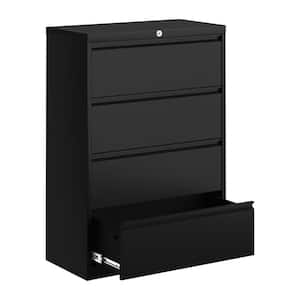 Superior 52.75 in. H x 15.86 in. D x 35.55 in. W 4-Drawer Metal Lateral File Freestanding Cabinet in Black