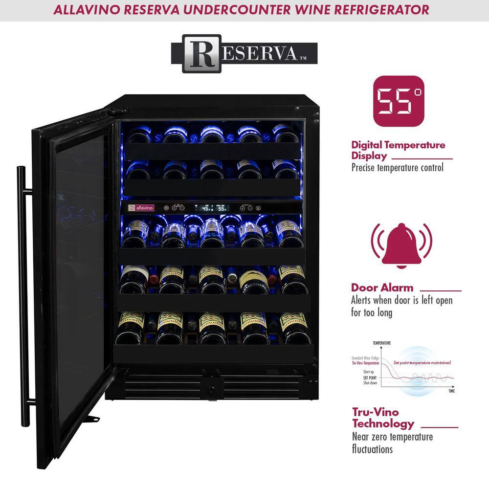 50 Bottle Dual Zone Black Stainless Steel Wine Refrigerator