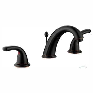 Builders 8 in. Widespread Double-Handle High-Arc Bathroom Faucet in Bronze