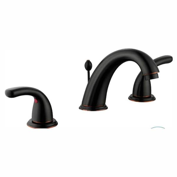 Glacier Bay Builders 8 in. Widespread Double-Handle High-Arc Bathroom Faucet in Bronze