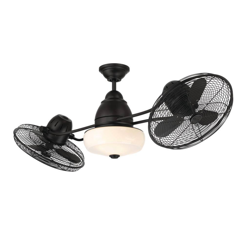 Bellows II 48" Dual Head Black Aluminum Ceiling Fan with LED Light Kit