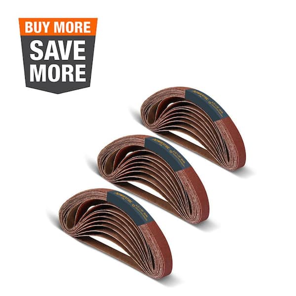 1/2 in. x 18 in. 40/60/80-Grit Aluminum Oxide Sanding Belts (60-Pack)