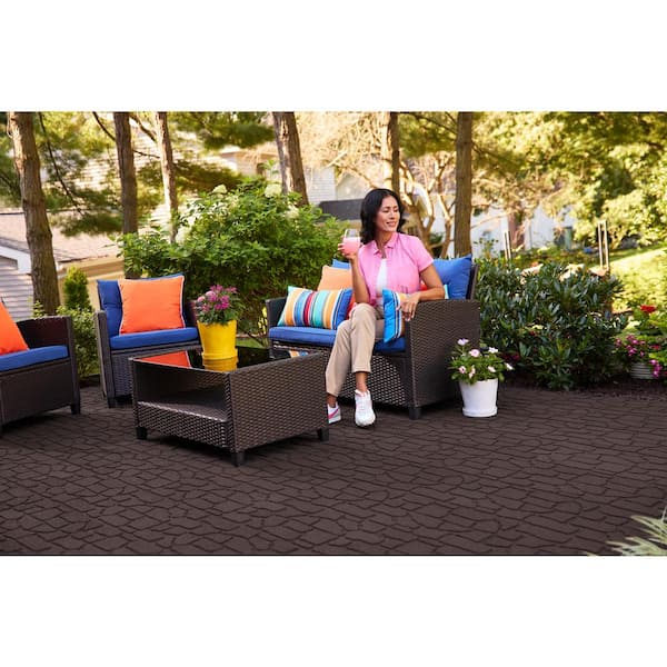 24 in. x 12 in. x 5/8 in. Brown Interlocking Dual-Sided Rubber Paver (9-Pack)