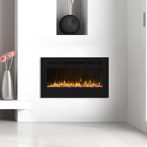 30 in. Built-in and Wall Mounted Electric Fireplace in Black