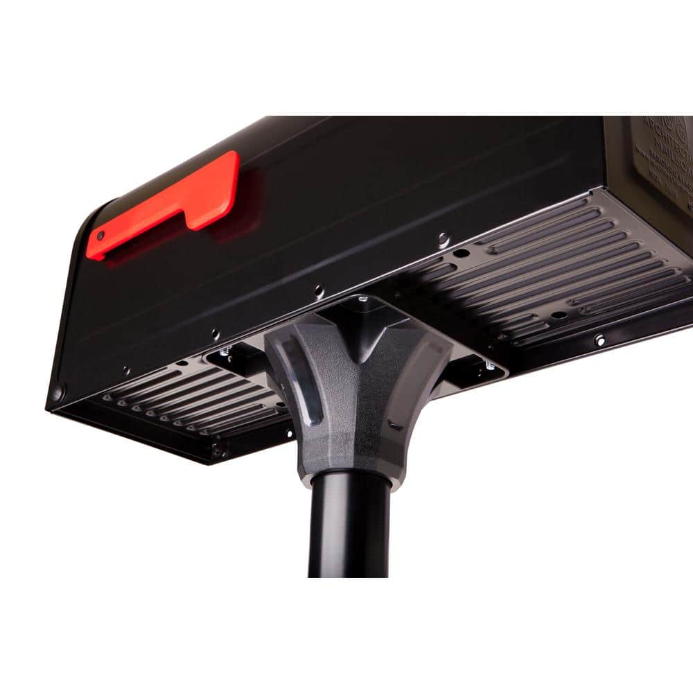 Black Steel Post Mount Mailbox and Post Kit
