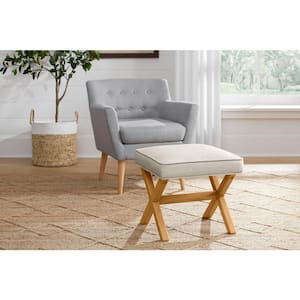 Eleanor Ottoman & Accent Stool in Solid Biscuit Beige Upholstery (20" W)