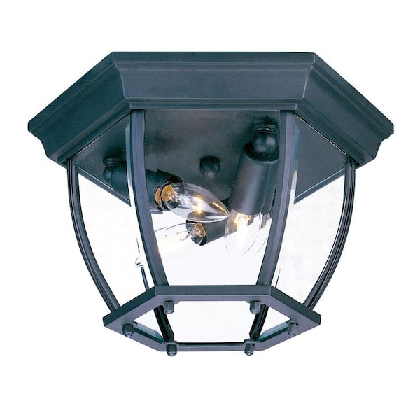 Acclaim Lighting Flushmount Collection Ceiling-Mount 3-Light Matte Black Outdoor Light Fixture