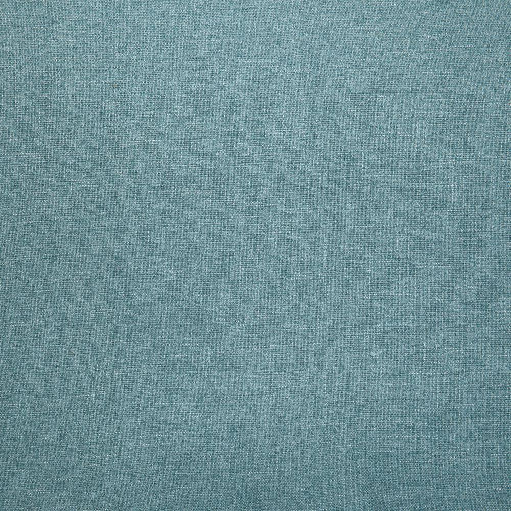 Aqua and Ivory Upholstered Coastal Ottoman with Skirt