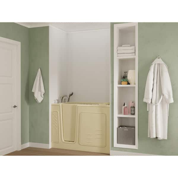 Universal Collection 30 in. L x 52 in. W Left Side Drain Combination Jetted Bathtub in Biscuit with Powered Fast Drain