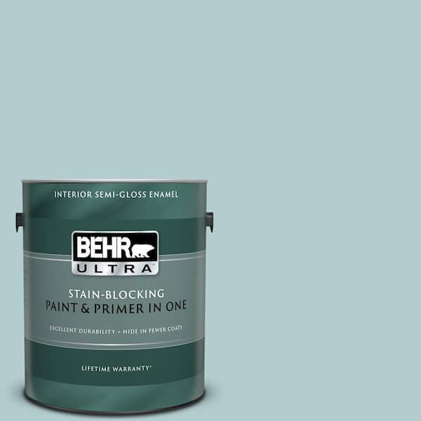 BEHR ULTRA 1 gal. #UL220-8 Clear Pond Semi-Gloss Enamel Interior Paint and Primer in One