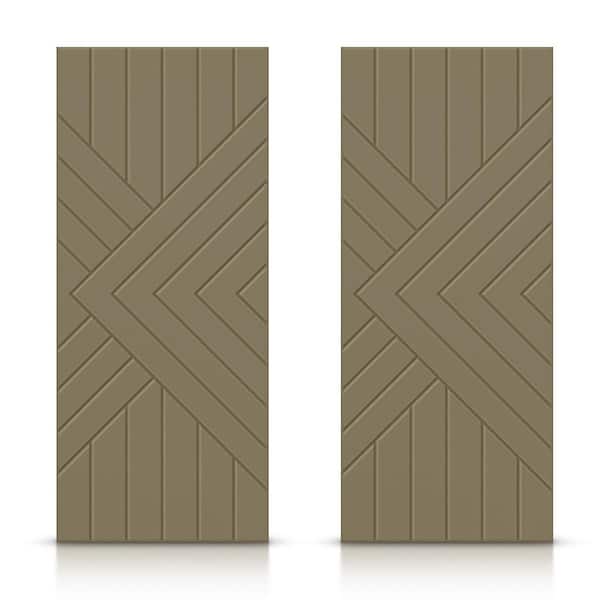 CALHOME 72 in. x 96 in. Hollow Core Olive Green Painted Composite MDF Interior Double Closet Sliding Doors