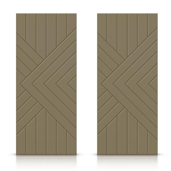 CALHOME 84 in. x 96 in. Hollow Core Olive Green Painted Composite MDF Interior Double Closet Sliding Doors