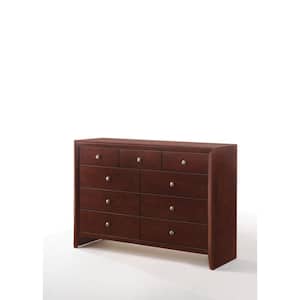 Amelia Brown Cherry 9 Drawers 55 in. Dresser