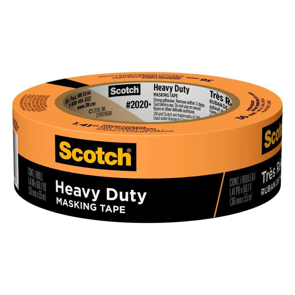 Scotch Contractor Grade Masking Tape, 3 Core, 1.41 x 60 yds, Tan
