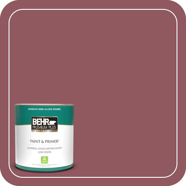 BEHR PREMIUM PLUS 1 qt. #PMD-33 Fragrant Cherry Semi-Gloss Enamel Low Odor Interior Paint & Primer
