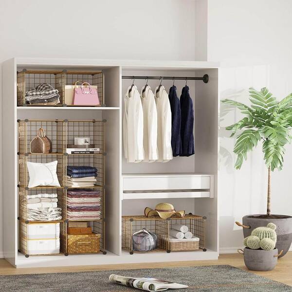 48.4 in. H x 36.6 in. W x 12.4 in. D Pink Metal 12- Cube Organizer