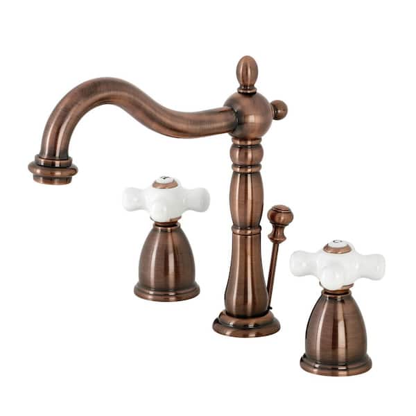Kingston Brass Heritage 8 in. Widespread 2-Handle Bathroom Faucet in Antique Copper