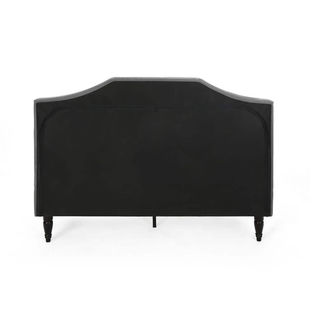 Charcoal Gray Tufted Upholstered Queen Platform Bed Frame