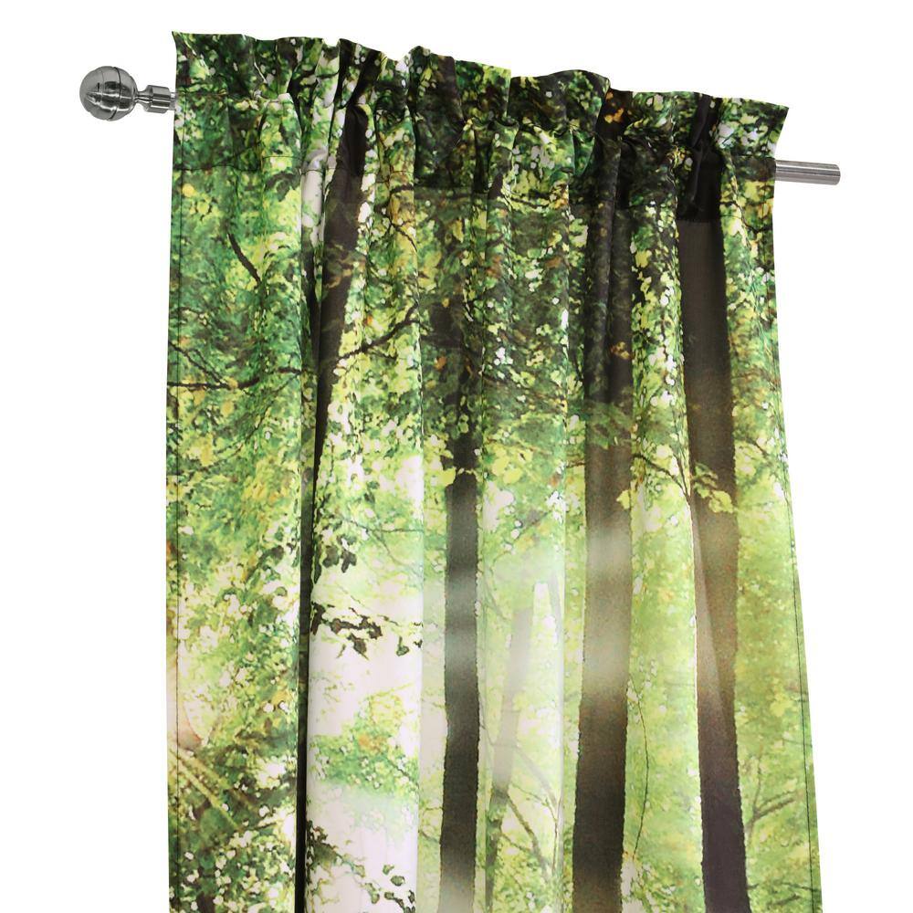 Forest Scene Light Filtering Polyester Curtain Panels