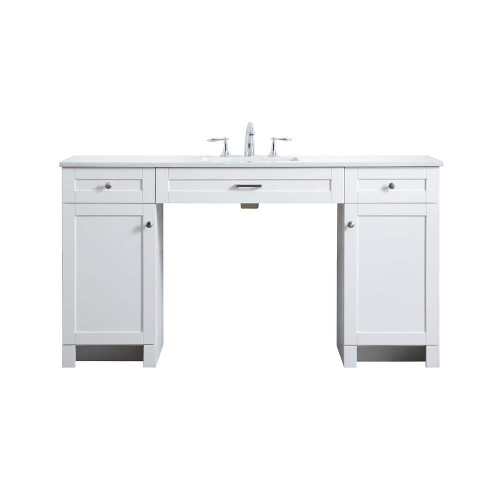 60 in. W x 19 in. D x 34 in. H ADA Bath Vanity in White with Calacatta White Engineered Marble Top price history on PriceWatchPro