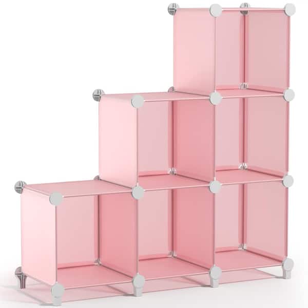 Sorbus 6 Cube Storage Shelf Organizer, Waterproof Cubby for Closet or Bedroom  - Pink