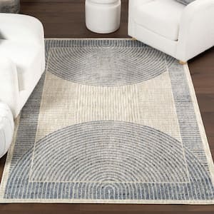 Allyson Modern Geometric Blue 5 ft. x 8 ft. Modern Area Rug