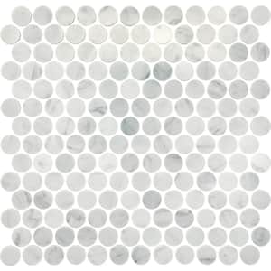 Stone Decorative Accents Mist Marble 12 in. x 11 in. Natural Stone Penny Round Mosaic Tile (9.6 sq. ft./Case)