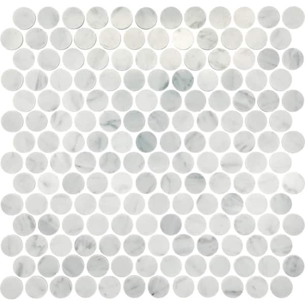 Daltile Stone Decorative Accents Mist Marble 12 in. x 11 in. Natural Stone Penny Round Mosaic Tile (9.6 sq. ft./Case)
