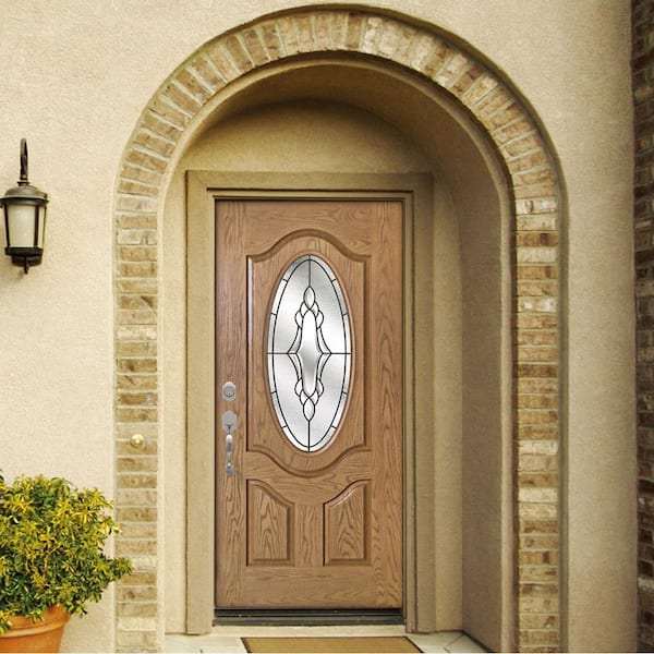 MP Doors 36 in. x 80 in. Andaman Light Oak Right-Hand Inswing 3/4 Oval Lite  Decorative Fiberglass Prehung Front Door N3068R3HADY24 - The Home Depot