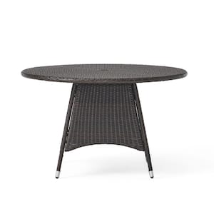 Corsica Brown Round PE Wicker Outdoor Patio Dining Table