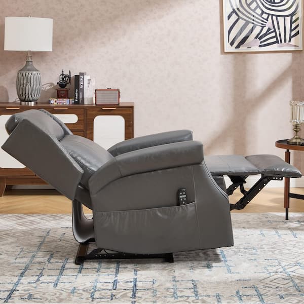 aisword Grey High-End Leather Manual Recliner Chair with Massage