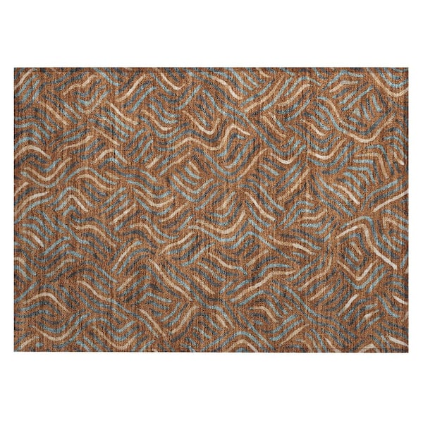 Chantille Machine Washable Indoor/Outdoor Abstract ACN2474 Paprika 2 ft. x 3 ft. Area Rug