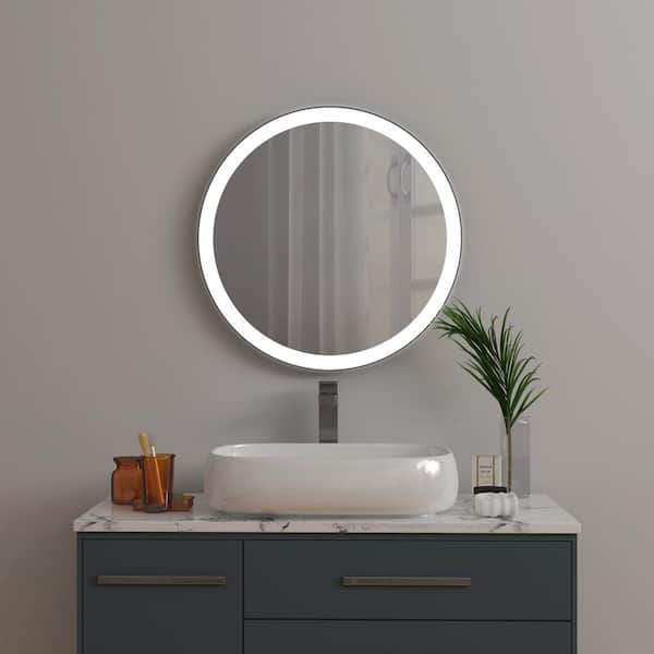 KOHROS 24 in. x 24 in. Modern Round Framed Decorative Mirror