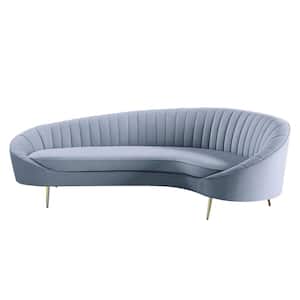 Amelia 103 in. Armless Velvet Rectangle Sofa in Light Gray