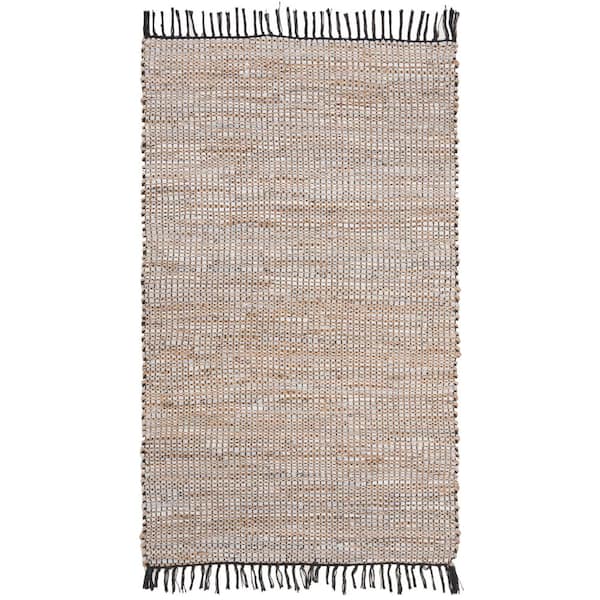 SAFAVIEH Vintage Leather Silver Doormat 2 ft. x 4 ft. Solid Area Rug