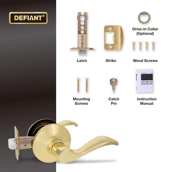 J163 オリバーガル DRAMATIC ENTRANCE GOLD Defiant Naples Polished Brass Hall/Closet Door Lever 32LYE703B