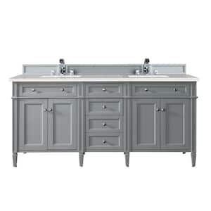 Brittany 72 in. W x 23.5 in. D x 34 in. H Bath Vanity in Urban Gray with Eternal Serena Quartz Top