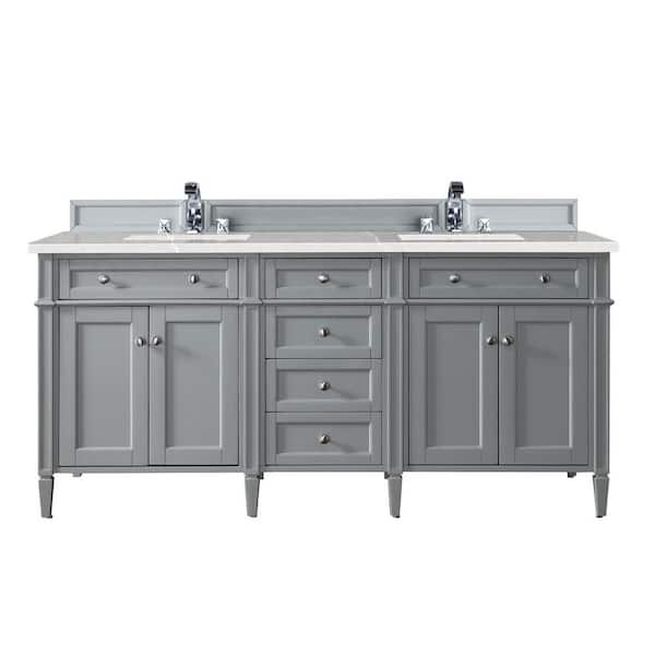 James Martin Vanities Brittany 72 in. W x 23.5 in. D x 34 in. H Bath Vanity in Urban Gray with Eternal Serena Quartz Top