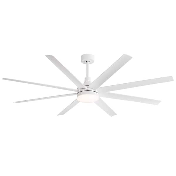 Archer 72 in. Integrated LED Indoor White Ceiling Fans with Light and Remote Control Included