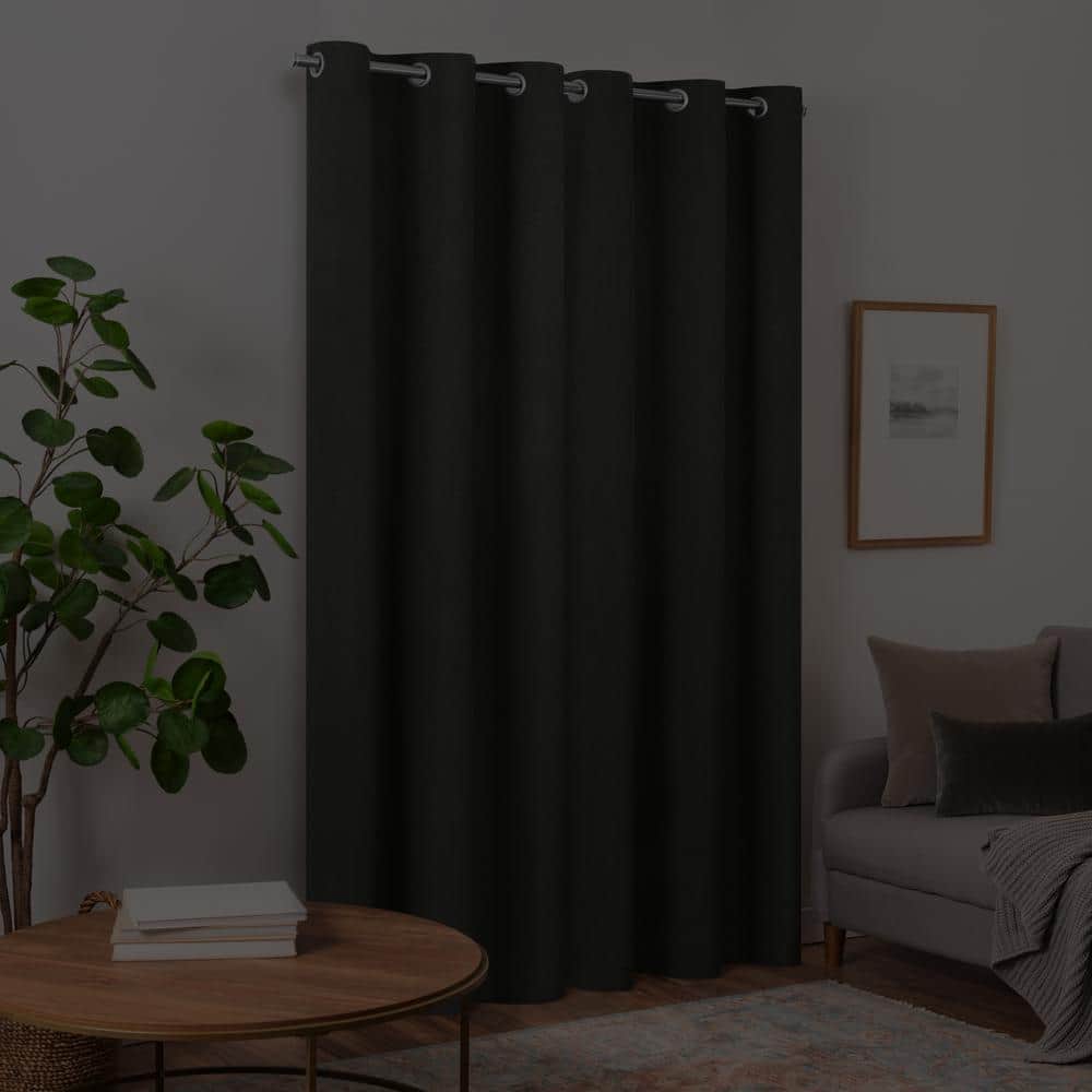 Charcoal Faux Linen Blackout Grommet Window Panel Pair, 42" x 108"