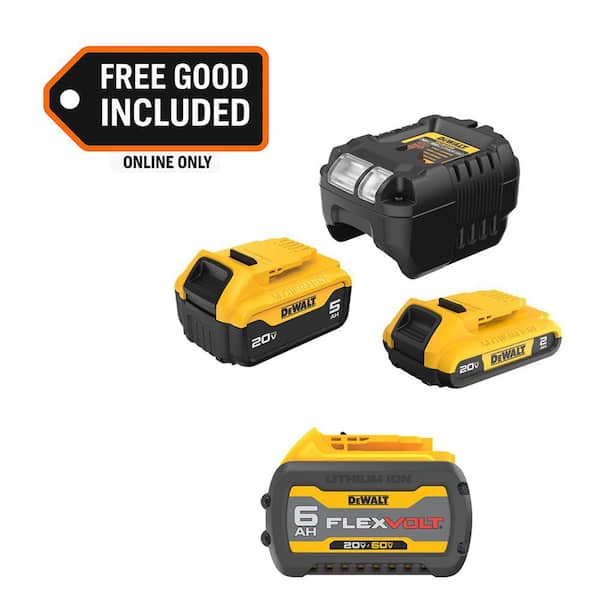 20V MAX Lithium-Ion Battery Kit with 5.0 Ah and 2.0 Ah Battery Packs Charger and 6.0 Ah FLEX VOLT 60V/20V Battery Pack