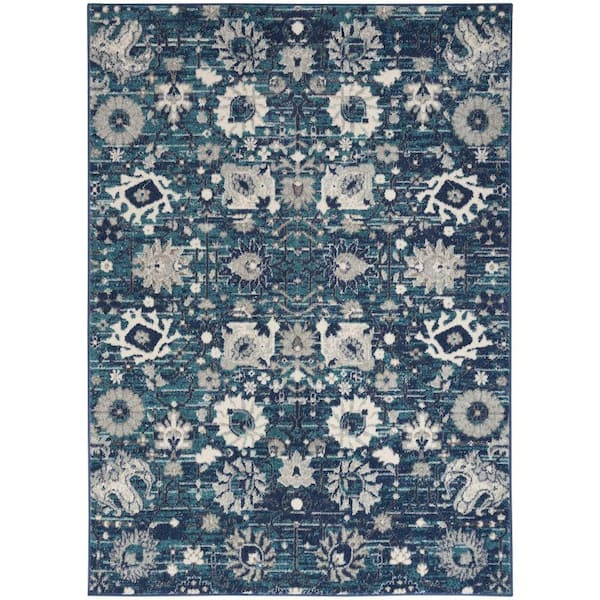 Nourison Passion Surf 8 ft. x 10 ft. Floral Transitional Area Rug