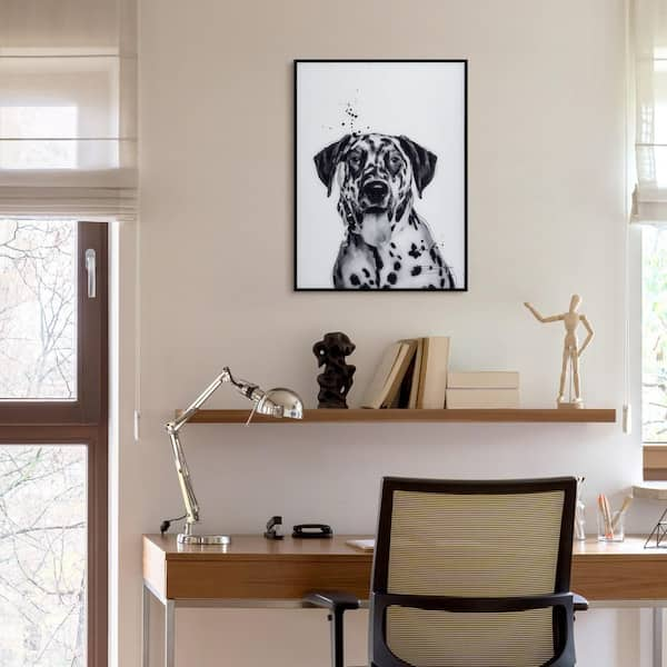 Empire Art Direct Dalmatian Pet Paintings on Printed Glass Encased with A  Black Anodized Frame, 24 x 18 x 1