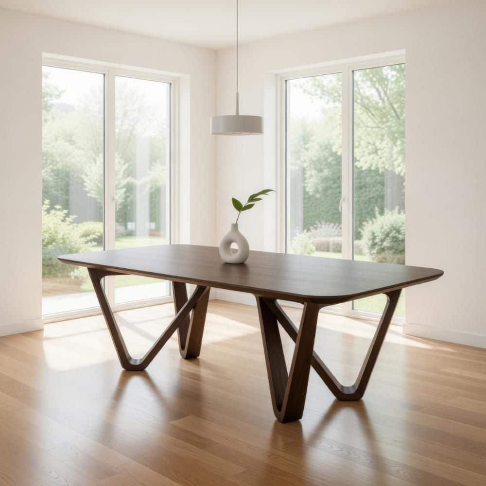 Niva Brown Wood 94.5 in 4 Legs Base Dining Table Seating for 10 Plus