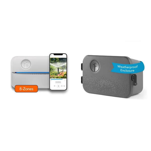 R3 Smart Sprinkler Irrigation Controller, 8 Zone and Outdoor Enclosure Combo
