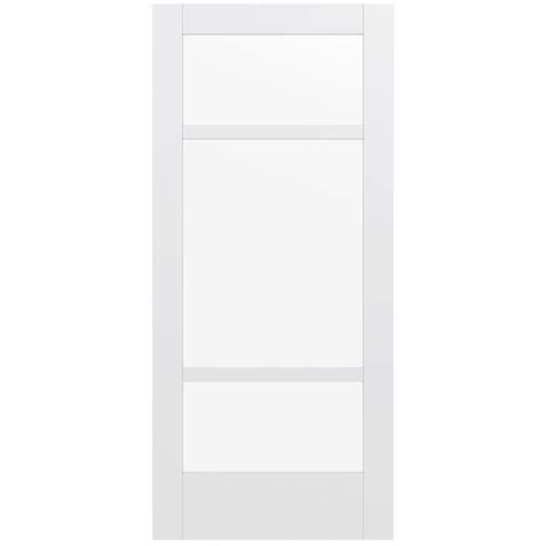 JELD-WEN 36 in. x 80 in. MODA Primed PMC1031 Solid Core Wood Interior Door Slab w/Clear Glass